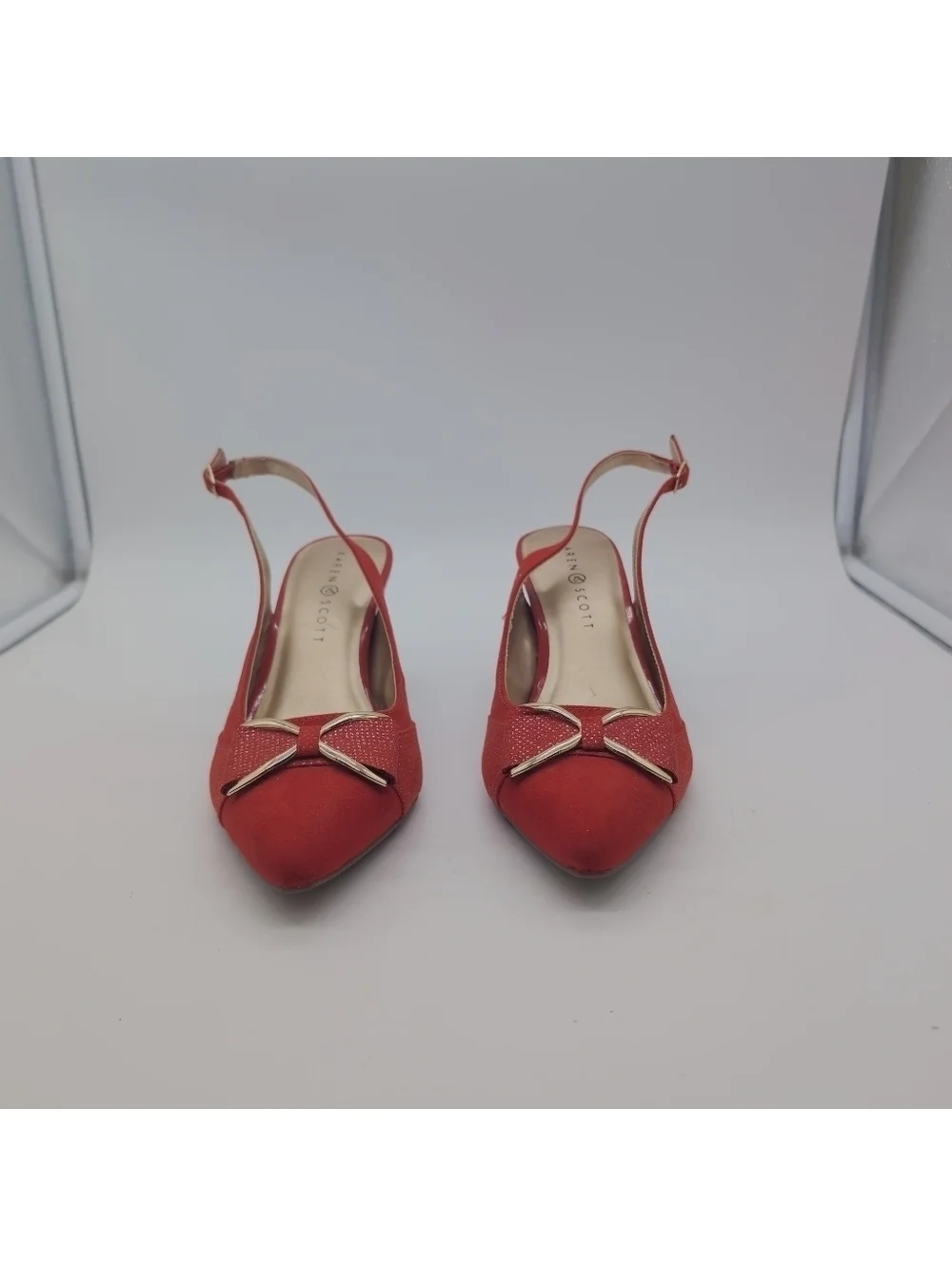 Karen Scott Sz 9.5 Elegant Red Slingback Heels Gladiss